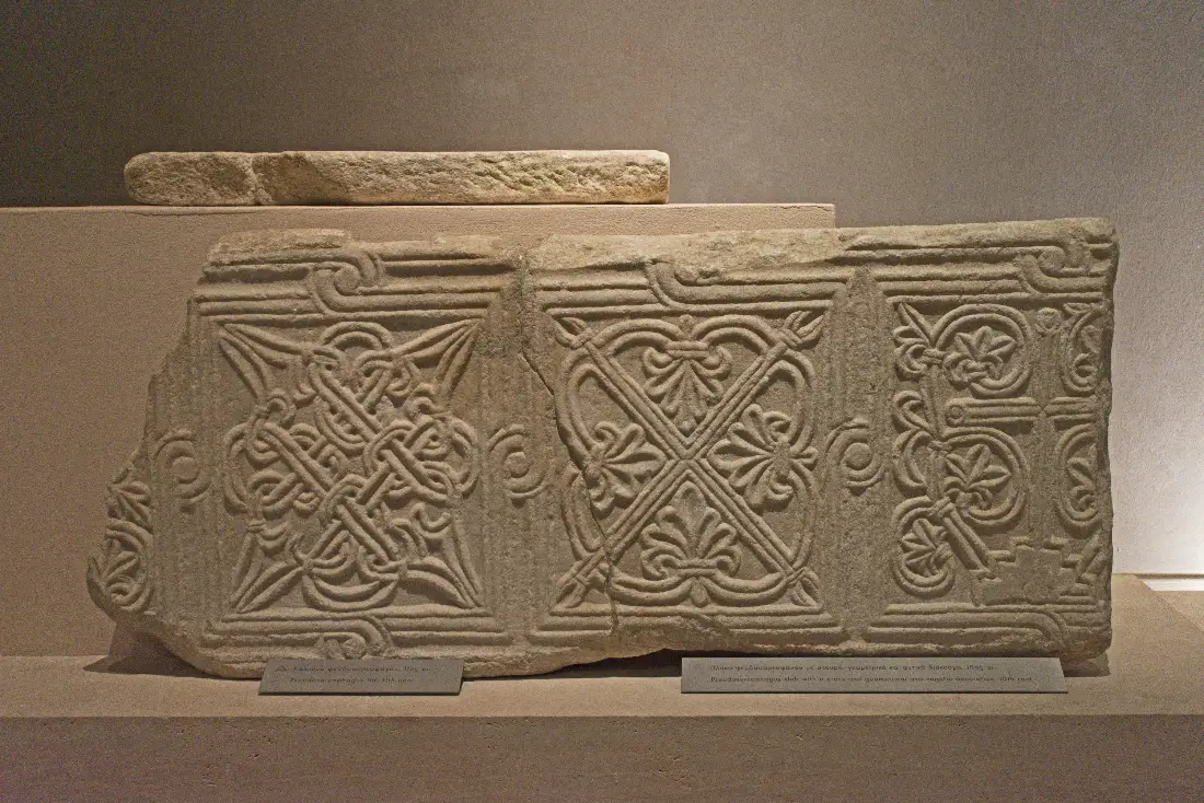 A carved sarcophagus lid in the Museum of Byzantine Culture, Thessaloniki