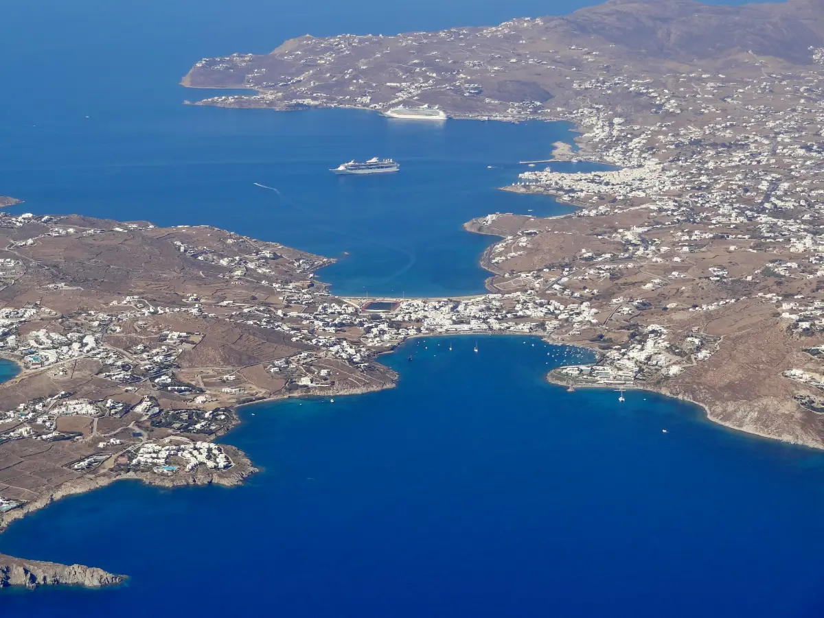 Ornos: the calm bay closest to town