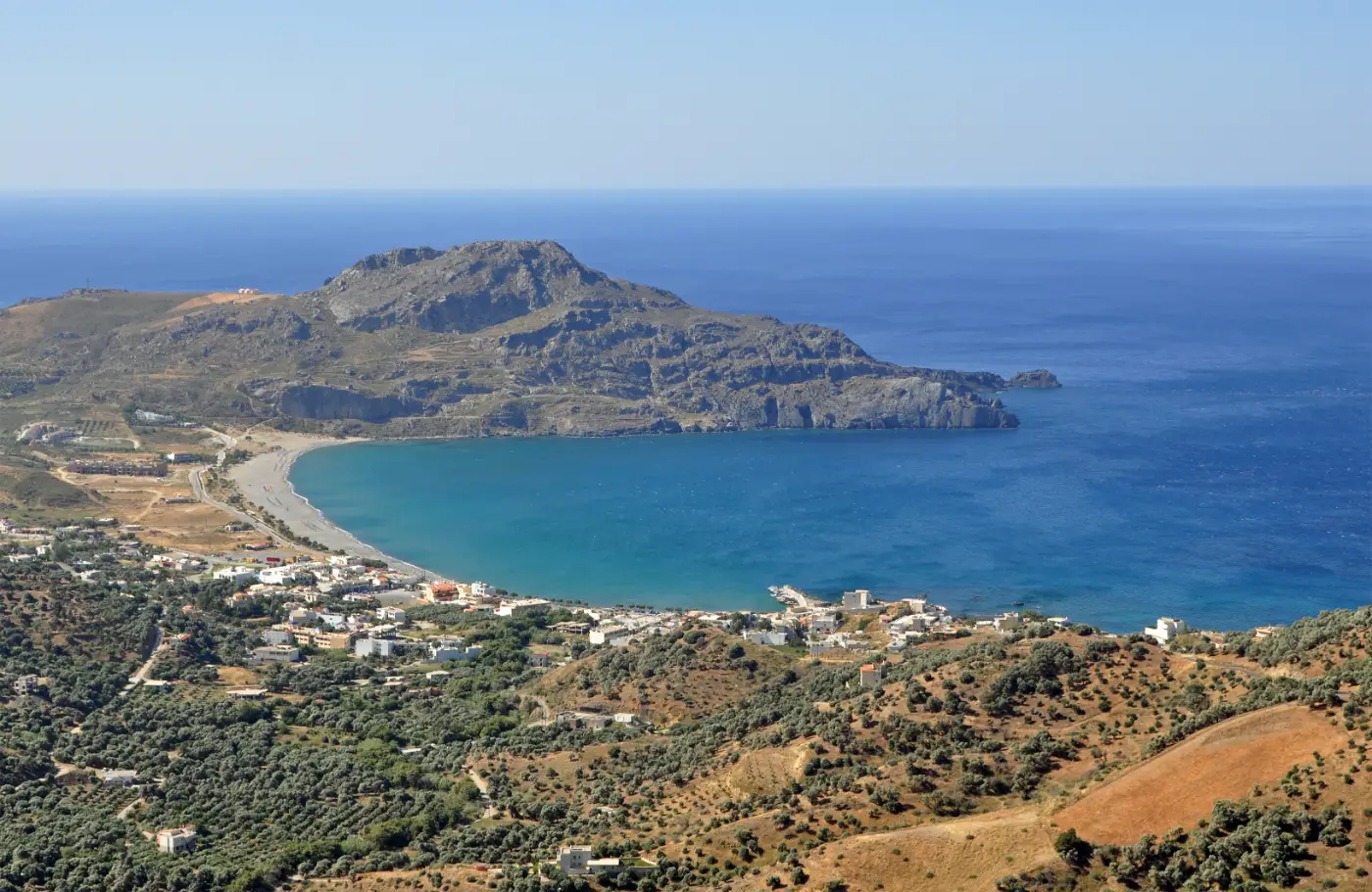 Plakias: a wide bay under the mountains, on the quiet coast