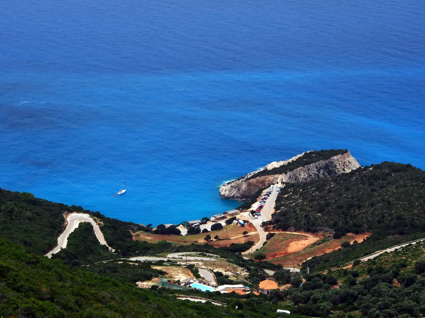 Porto Katsiki on Lefkada seen from the cliff above