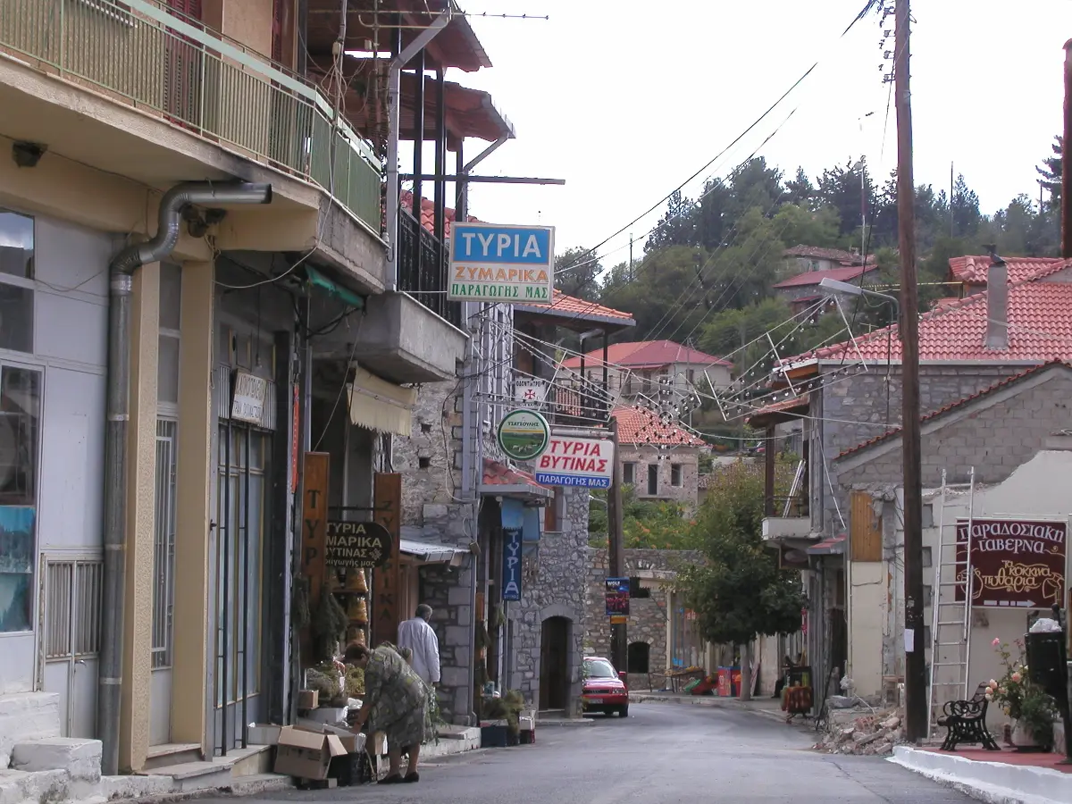 Vytina: fir trees, stone houses and very cold water