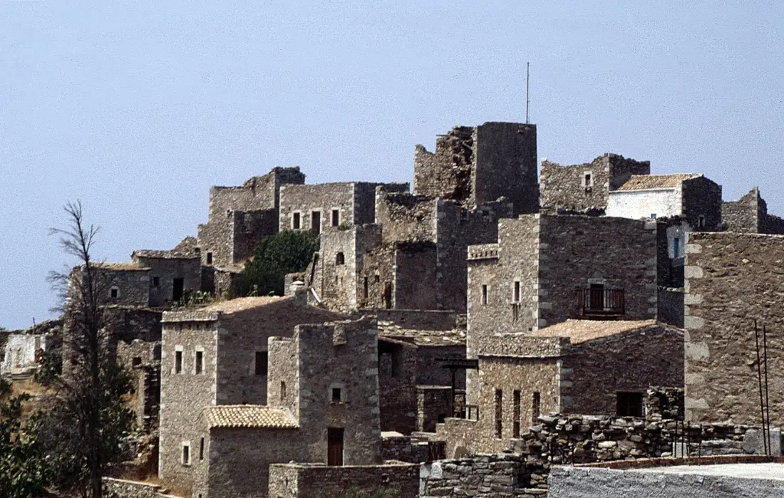 Vathia: a cluster of towers on a bare hill